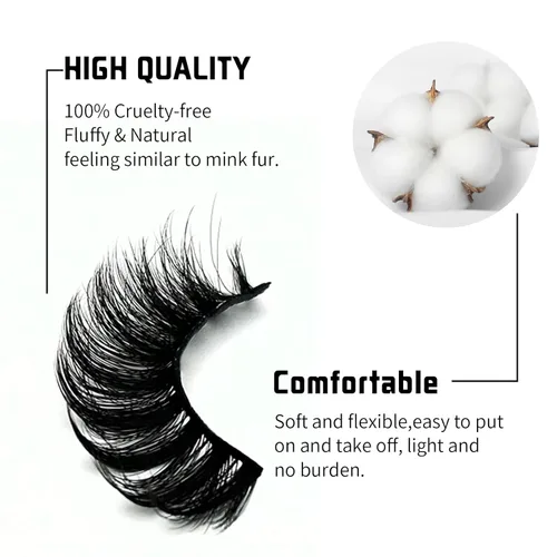 Miniatura 6 de Pestañas postizas de visón con volumen que parecen extensiones glamorosas y rizadas, paquete de 5 pares