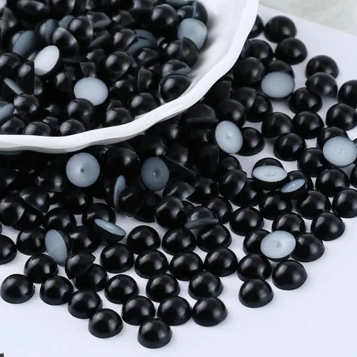 Miniatura 16 de 1500 PIEZAS 4mm Perlas Blancas de Media Parte Plana para Manualidades Joyería Álbum de Recortes Decoración de Uñas, Perlas de Parte Plana para Blanco