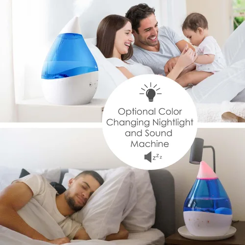 Miniatura 5 de Crane Humidificador ultrasónico de niebla fría 4 en 1 Drop 2.0 con máquina de sonido, luz nocturna, bandeja de aroma, relleno superior de 1 galón