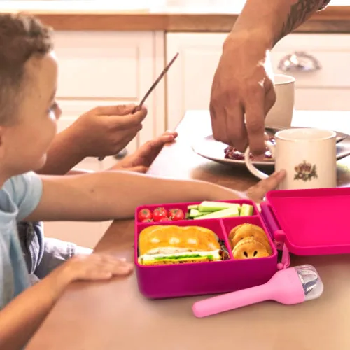 Miniatura 6 de Set de cubiertos de viaje Sophico para camping y almuerzo de niños, tenedor y cuchara de acero inoxidable, juego de cubiertos de plata con estuche