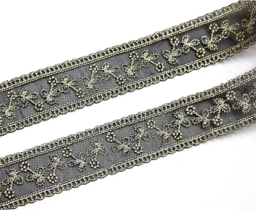 Miniatura 3 de FQTANJU Cinta de encaje de 10 yardas, cordón de costura con bordado de hilo dorado para costura, fabricación de ropa de manualidades, envoltura