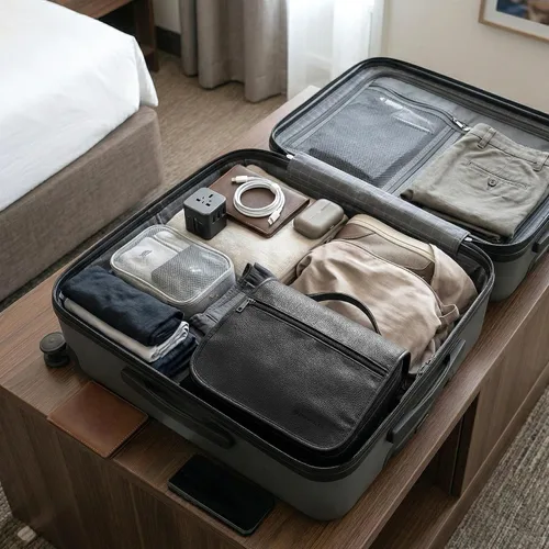 Miniatura 6 de PAVILIA Neceser colgante para mujeres y hombres, organizador de cosméticos plegable, bolsa de viaje, bolsa de maquillaje resistente al agua