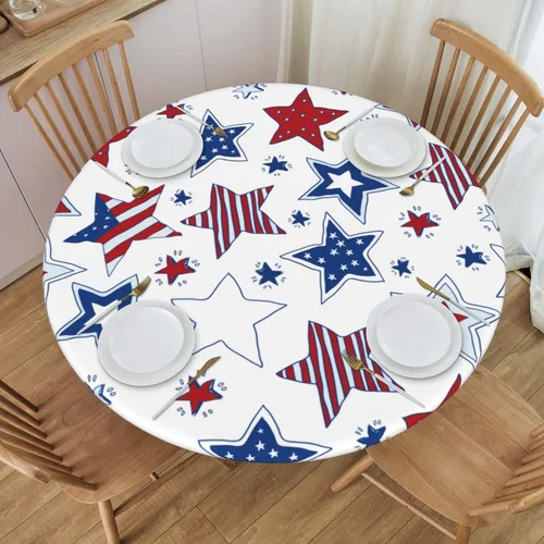 Miniatura 50 de Futterya Decorative Round Tablecloth Fitted Elastic Waterproof Table Cloth Cover Stretch Table Pad Cover for Parties Weddings Banquet Outdoor Events