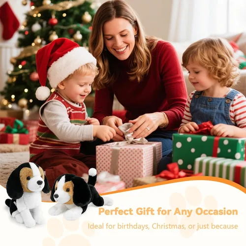 Miniatura 6 de Playful Beagle - Animal de peluche realista de 10 pulgadas en cuclillas y acostado para perro, suave peluche para niños