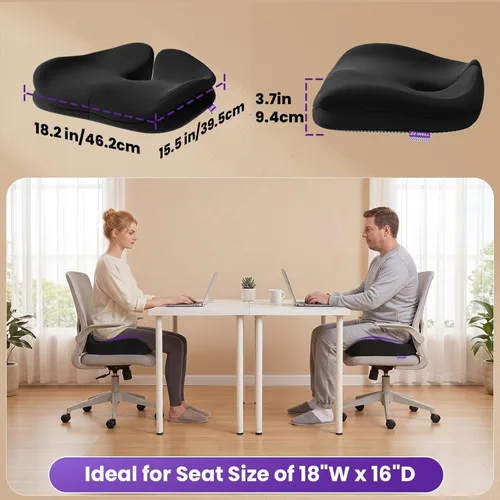 Miniatura 6 de ZZ-WELL - Cojines de asiento para sillas de oficina, cojín patentado para alivio de presión de coxis para dolor de coxis, almohadas de espuma