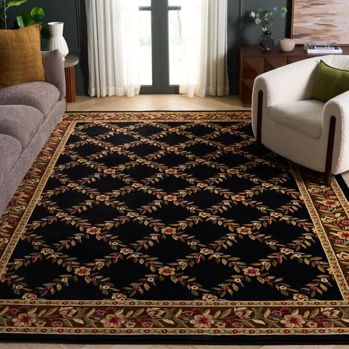 Miniatura 26 de SAFAVIEH Lyndhurst Collection - Alfombra de pasillo, 2 pies 3 pulgadas x 8 pies, color negro y marrón, diseño tradicional de enrejado floral,