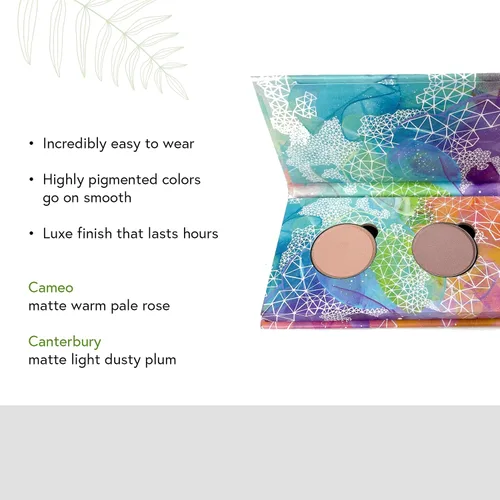 Miniatura 3 de Honeybee Gardens Mini Skinny Duo sombra de ojos compacta en Canterbury y Cameo, duradero, recargable y personalizable, vegano, sartenes de 1.024 in