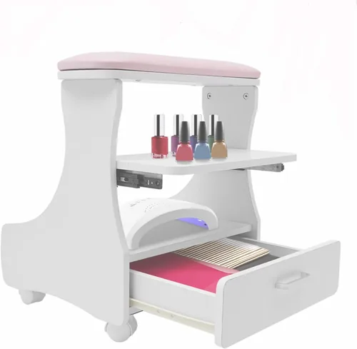 Miniatura 17 de Carrito de baño de pies de pedicura con ruedas, soporte de manicura, carrito portátil de esteticista para salón de belleza o spa de tecnología