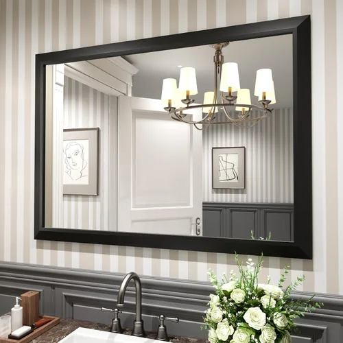Miniatura 13 de Amorho Espejo de Baño Negro, Espejos de Pared de 24x30 Pulgadas con Marco de Metal Grueso para Sobre el Fregadero, Dormitorio, Sala de Estar