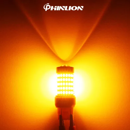 Miniatura 5 de PHINLION 7443 7444 - Bombillas LED ámbar para intermitentes súper brillantes, 2800 lúmenes, 103-SMD, doble filamento, T20, WY21W, 7440NA, 7444NA
