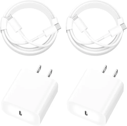 Stuffcool - Cargador de pared tipo C de carga rápida para iPhone 14, paquete de 4 cargadores USB C PD de 20 W, cargador de pared tipo C con cable