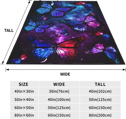 Miniatura 3 de Manta ultrasuave de 330 GSM, manta de forro polar mullido para adultos y niños, regalo para sofá, cama, mariposa, 50 x 40 pulgadas Mariposa Galaxy