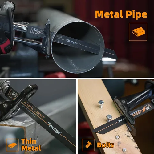 Miniatura 6 de TOLESA M42 - Hojas de sierra recíproca bimetálicas de metal de 8.858 in 18TPI Sierra recíproca con cobalto para corte fino de metal, perfecto