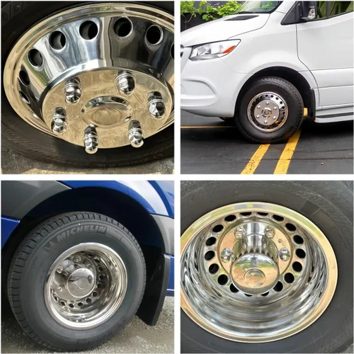 Miniatura 3 de Simulador de rueda de 16 pulgadas para Dodge 2007-2025, Mercedes y Freightliner Sprinter Van, 4 tapacubos protectores impermeables a presión de 6