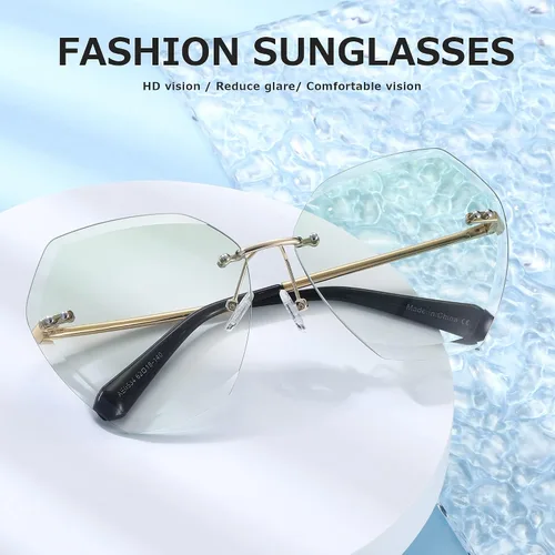 Miniatura 2 de AEVOGUE - Los lentes de sol para mujer, sin bordes, lentes de corte de diamante, de tamaño grande (AE0534)