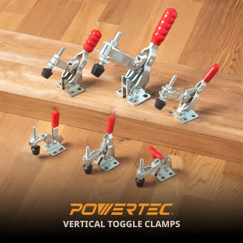 Miniatura 7 de POWERTEC 72138 Perfil de doble corte de 36 pulgadas, pista en T universal, 2 piezas con placa de montaje de abrazadera de palanca y 4 abrazaderas