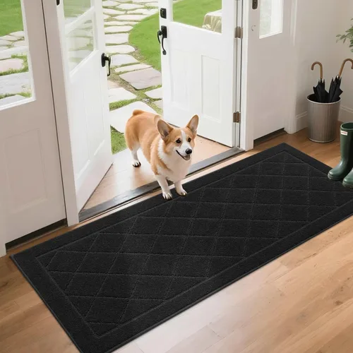 Miniatura 13 de BEQHAUSE Tapete para puerta de 20 x 32 pulgadas, tapete antideslizante para puerta, lavable, tapete para puerta de perro, resistente a las manchas