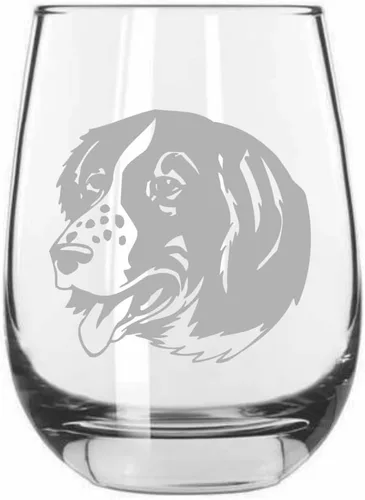 Miniatura 59 de Sakhalin Husky Dog - Copa de vino grabada personalizada de 15.25 onzas sin tallo