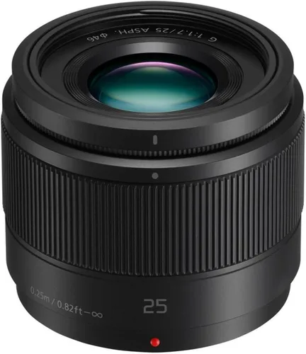 Lente Panasonic LUMIX G, 25 mm, F1.7 ASPH, Micro Cuatro Tercios sin espejo, H-H025K (negro de EE. UU.)