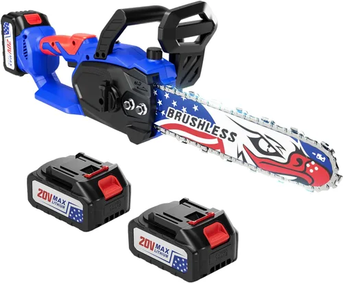 Motosierra sin escobillas de 12" de 20V, motosierra eléctrica inalámbrica, motosierra portátil de mano, motosierras para poda de ramas y corte de