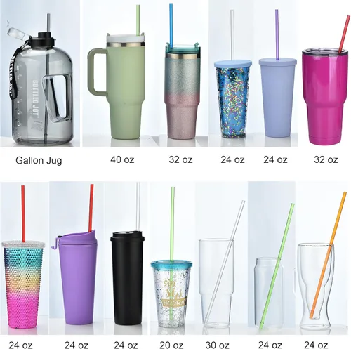 Miniatura 4 de ALINK Pajitas de plástico reutilizables de 13 pulgadas, pajitas de repuesto extra largas coloridas de Tritan para vasos Stanley, botellas de agua