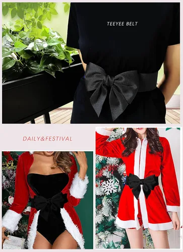Miniatura 22 de TeeYee Lindo cinturón elástico ancho para mujer, cinturón de lazo elástico para fiesta de Navidad, vestidos casuales a juego para mujer