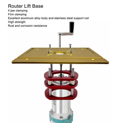 Miniatura 4 de ViaGasaFamido Router Lift 4 Jaw Lifting Jack Plataforma de sujeción Sistema de elevación de mesa de enrutador (rojo)