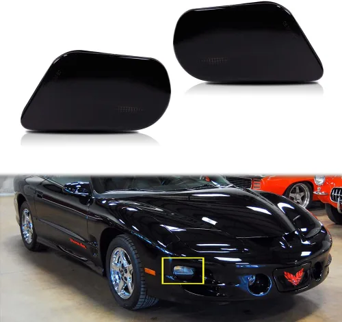Miniatura 16 de Kit de luces laterales con lente transparente ámbar/roja LED compatible con Pontiac Firebird Trans Am 1998-2002, reemplaza las luces laterales OEM