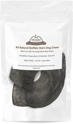 Miniatura 8 de WhiteTail Naturals - Cuernos de búfalo de agua para perros (paquete mediano, 3 unidades) Hueso de perro totalmente natural - Hueso masticable