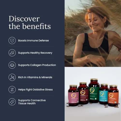 Miniatura 6 de Infinity-C Cápsulas orgánicas de vitamina C, VIT C biodisponibles de Acerola, Camu Camu y Amla, alimentos integrales de vitamina C de 1000 mg