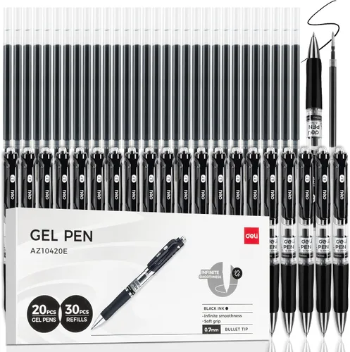 Miniatura 10 de deli Bolígrafos de gel, 100 bolígrafos retráctiles, tinta negra, punta media de 0.028 in, escritura suave, secado rápido, no se corren para tomar