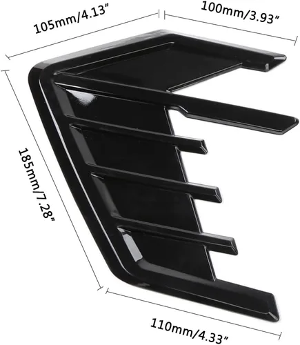 Miniatura 2 de 2 rejillas de ventilación laterales para guardabarros de automóvil, cubierta universal para decoración del cuerpo del alerón, calcomanías Negro