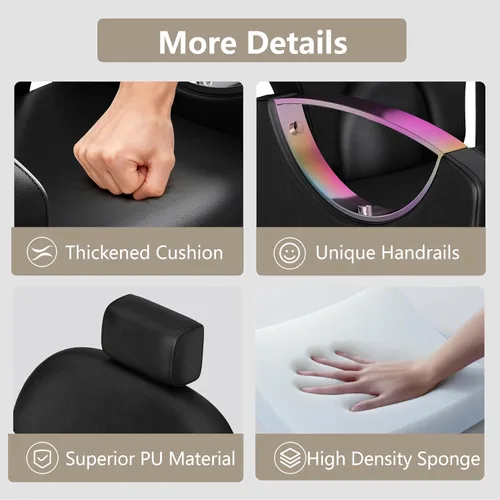Miniatura 6 de LOUVIXA Pedicure Station for Nail Tech, Reclining Pedicure Chair with Massage Foot Bath, No Plumbing Pedicure Station Unit (Black-Holographic)