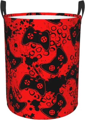 Miniatura 16 de Cesta redonda para ropa sucia con temática de videojuegos, cesta de almacenamiento para juguetes, organizador de ropa, para el hogar, baño, Juego #02