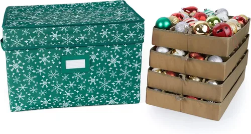Miniatura 32 de Covermates Keepsakes – Caja de almacenamiento ajustable de 72 piezas – Capacidad para adornos de 4 pulgadas – Resistente – Asas – apilables