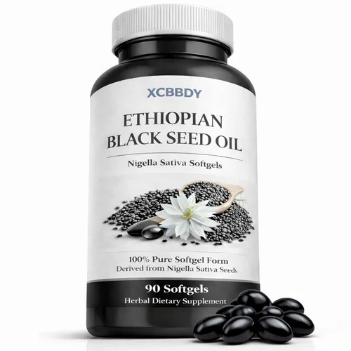 Aceite de semilla negra etíope pureza natural, aceite de Nigella sativa prensado en frío, para uso diario, sin OMG, sin gluten, vegano, 90 unidades