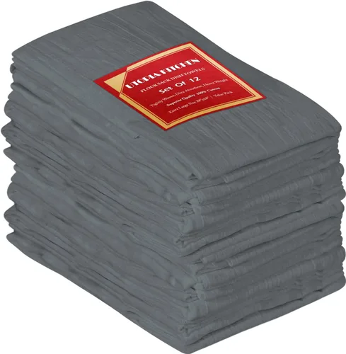 Utopia Kitchen Toallas de Saco de Harina Gris Claro [Paquete de 12 - 28 x 28 Pulgadas] Paños de Té de Algodón 100% para Limpiar y Secar - Paño de