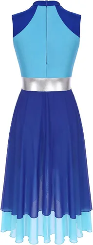 Miniatura 5 de TiaoBug Women's Adult Color Block Lyrical Praise Dance Dress Modern Contemporary Workship Dance Costume