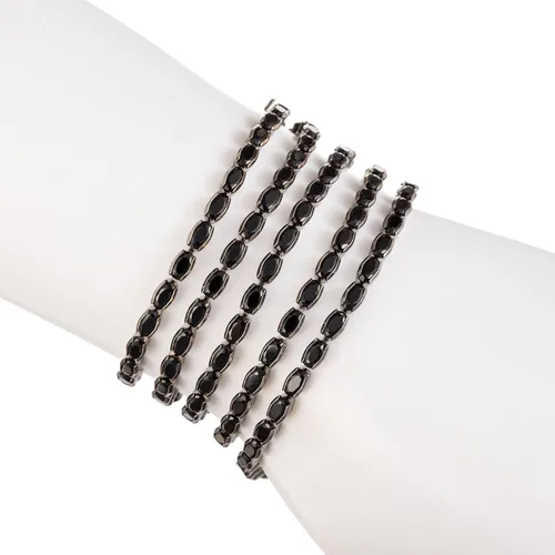 Miniatura 15 de 1 yarda de cadena estrecha de diamantes de imitación de zircón de cristal, adorno rectangular de cuentas para costura, manualidades, decoración