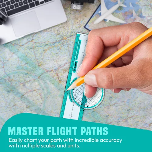 Miniatura 7 de Regla de diapositiva del trazador de aviación – Ordenador de vuelo giratorio y trazador de gráficos VFR con 8 escalas – Accesorios para piloto
