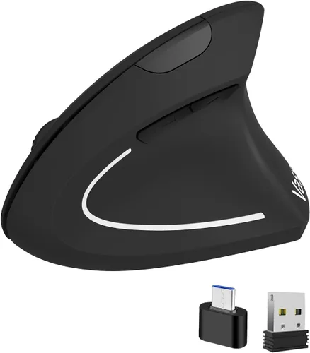 Miniatura 9 de Vassink Ratón ergonómico inalámbrico recargable, conexión USB A+Type C (2en1), 800/1200/1600 DPI, 6 botones, 2.4GHz, ratón vertical para túnel