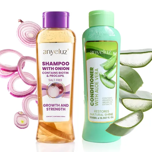Miniatura 10 de ANYELUZ Juego de champú y acondicionador de aloe vera, con biotina, proporciona fuerza y vitalidad a tu cabello, elimina el exceso de aceite