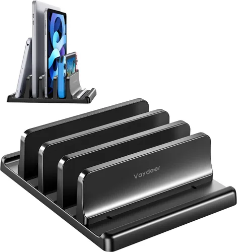 Miniatura 8 de Vaydeer Organizador vertical de 3 ranuras para laptop, soporte de almacenamiento para portátil hecho de plástico ABS de alta calidad, diseño 5 en 1