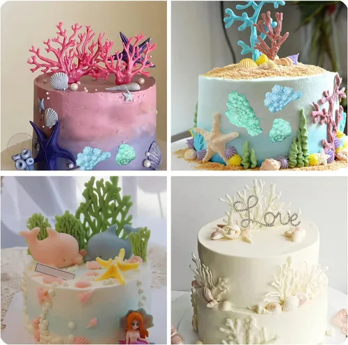 Miniatura 4 de Molde de silicona para algas marinas, molde de fondant de coral marino para decoración de pasteles, decoración de cupcakes, caramelo de chocolate