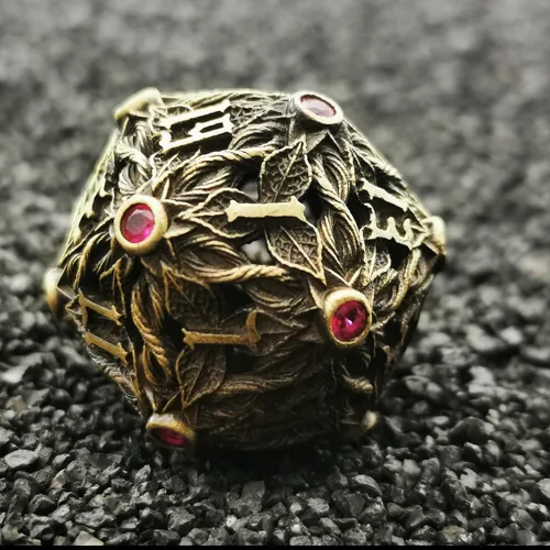 Miniatura 6 de Juego de dados de metal con hojas de vid mágicas huecas, juego de 7 dados para juegos de rol, dados de D&D Dungeons and Dragons