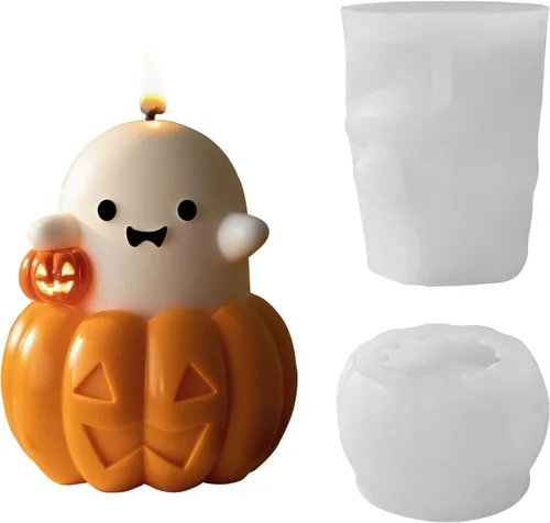Miniatura 9 de Molde de vela de calabaza, molde de silicona de calabaza de terror 3D, molde de silicona reutilizable para velas de bricolaje, jabón hecho a mano