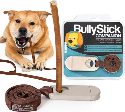 Dog Chits Bully Stick Companion - Soporte seguro y seguro para palitos - evita asfixia, sin desorden y fácil de masticar - Mantiene la golosina
