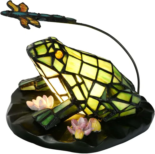 Miniatura 11 de Bieye L10829 Lámpara de Mesa de Rana Estilo Tiffany Vidrio Manchado Luz de Acento Nocturna para Decoración del Hogar Guardería Mesita de Noche