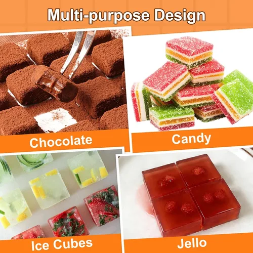 Miniatura 5 de Molde de silicona cuadrado para chocolate, cubitos de hielo, 100 cavidades Molde cuadrado de chocolate para caramelos duros, gelatina, gomitas