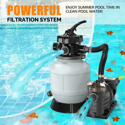 Miniatura 2 de VINGLI - Tanque de filtro de piscina de arena de 10 pulgadas con una bomba de piscina de 1/3 HP de 115 V y bolas de filtro de piscina, bomba